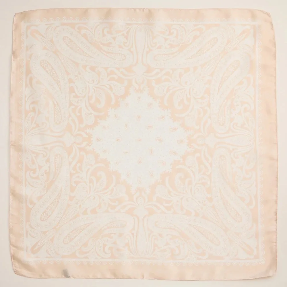 Bandana Pattern Silky Scarf - Beige